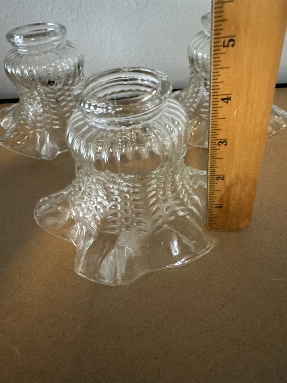 Vintage Ruffled Lamp Shades Pressed Glass Replacement 1900s Mcm Art Deco Estate